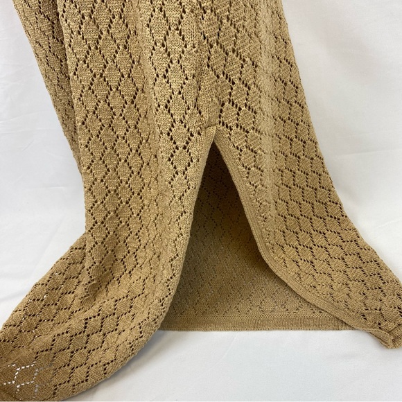 Boston Proper Tan Knit High Neck Crochet Maxi Dress - Picture 7 of 14